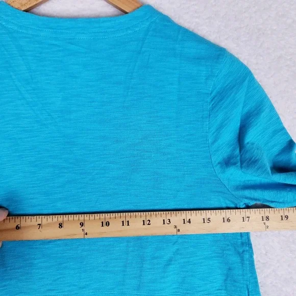 Chico's Open Front Cardigan Small Blue Long Sleeve Asymmetrical Hem Layering - Picture 7 of 10